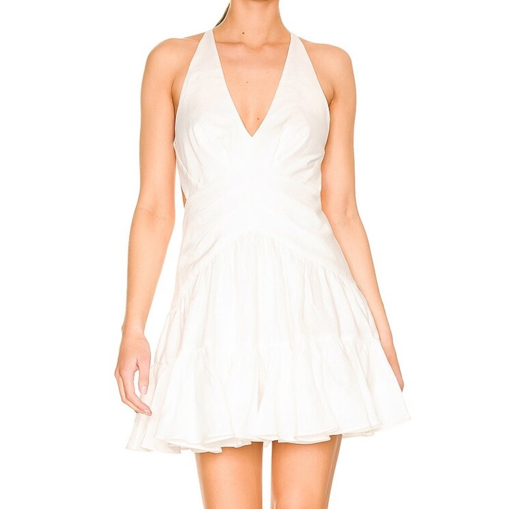 Zimmermann Postcard V Neck Mini Dress in ivory